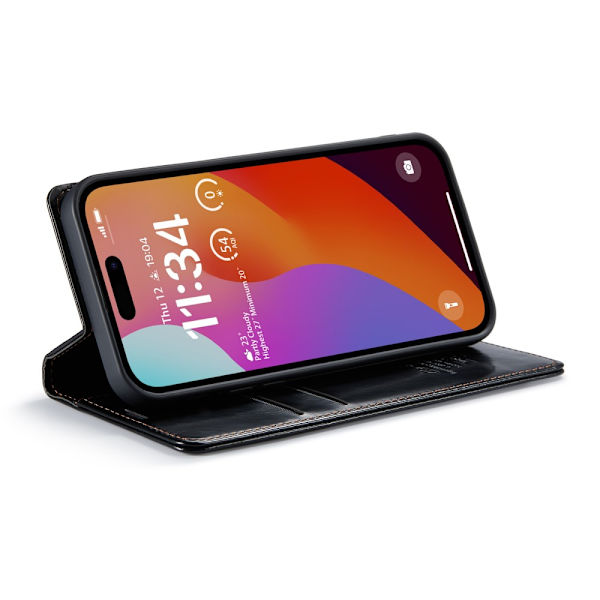 CaseMe Læderetui iPhone 16 Pro Sort