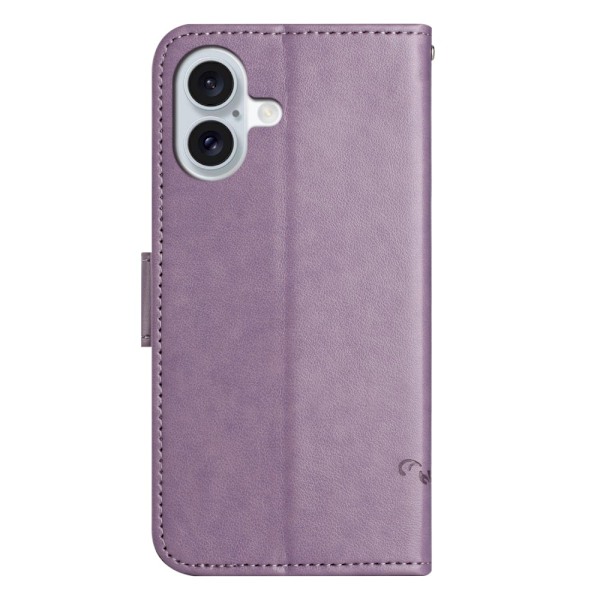 Läderfodral Fjärilar iPhone 16 Plus Lila