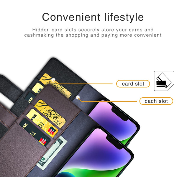 Ægte Læderetui iPhone 15 Plus Sort