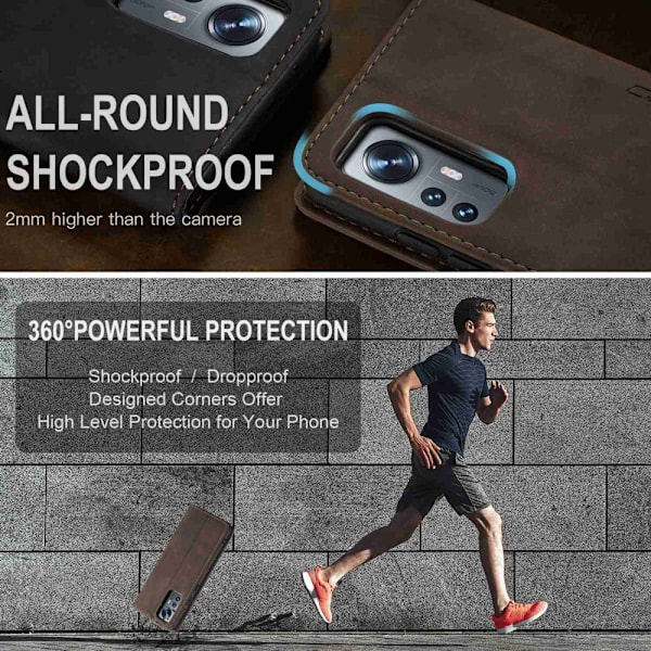 CaseMe Slim Plånboksfodral Xiaomi 12 Brun