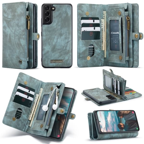 CaseMe Multi-Slot 2 i 1 Plånboksfodral Galaxy S22 Plus Blå