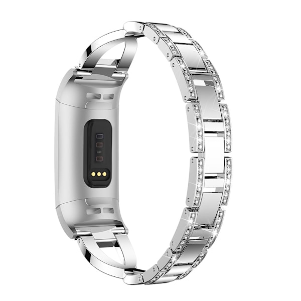 Rhinestone Krystalarmbånd Fitbit Charge 3/4 Sølv