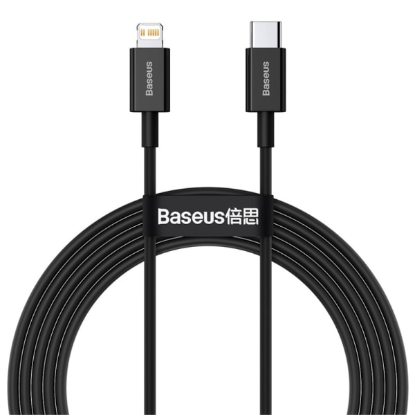 Baseus Hurtigopladningskabel USB C til Lightning 20W 2m Sort