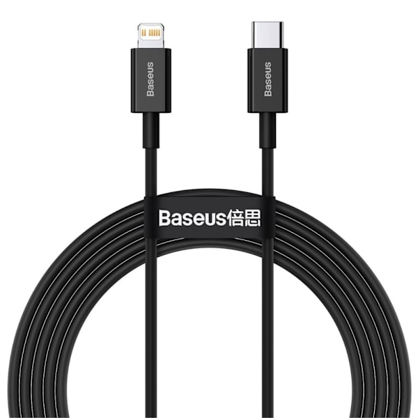 Baseus Snabbladdnings Kabel USB C till Lightning 20W 2m Svart