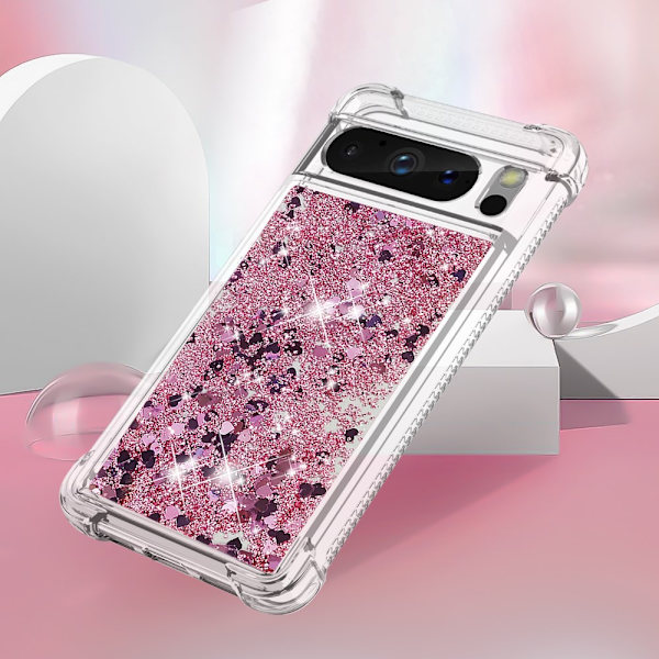 Glitter Bling TPU -kotelo Google Pixel 8 Prolle, ruusukulta