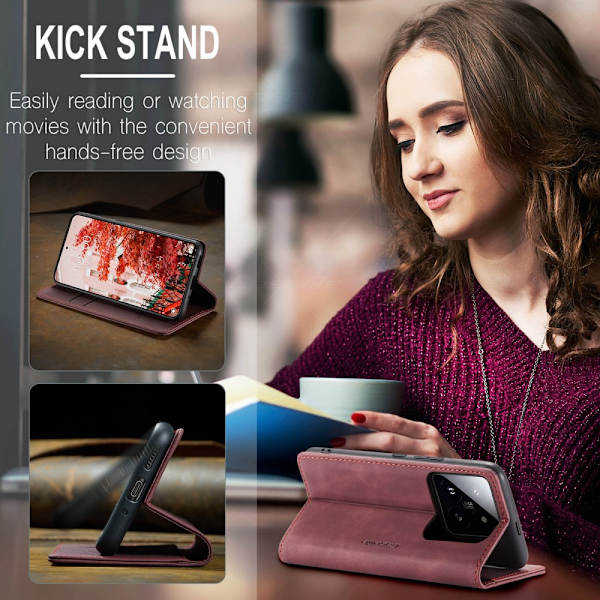 CaseMe Slim Lompakkokotelo Xiaomi 14 Pro Punainen