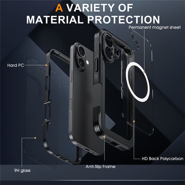 Ultra Full Protection MagSafe -kotelo iPhone 17 Musta