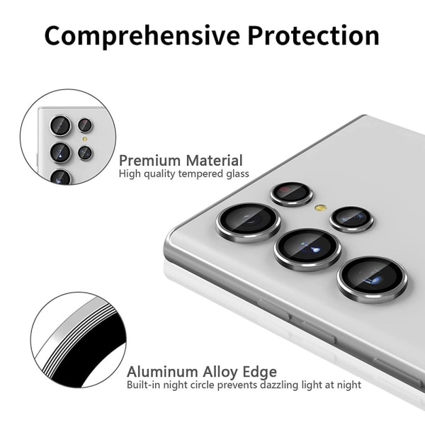 Hat Prince Linsebeskyttelse Samsung Galaxy S23 Ultra Hærdet Glas Sort
