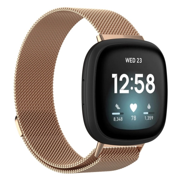 Milanese Loop -ranneke Fitbit Versa 4/Sense 2 - ruusukulta (L)
