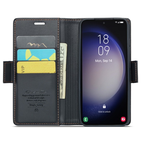 CaseMe Slim Pungetui RFID-beskyttelse Samsung Galaxy S24 Plus Sort