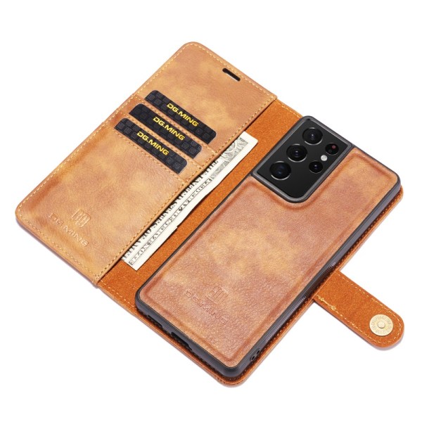 DG.MING 2-in-1 Magnet Wallet Samsung Galaxy S21 Ultra Cognac