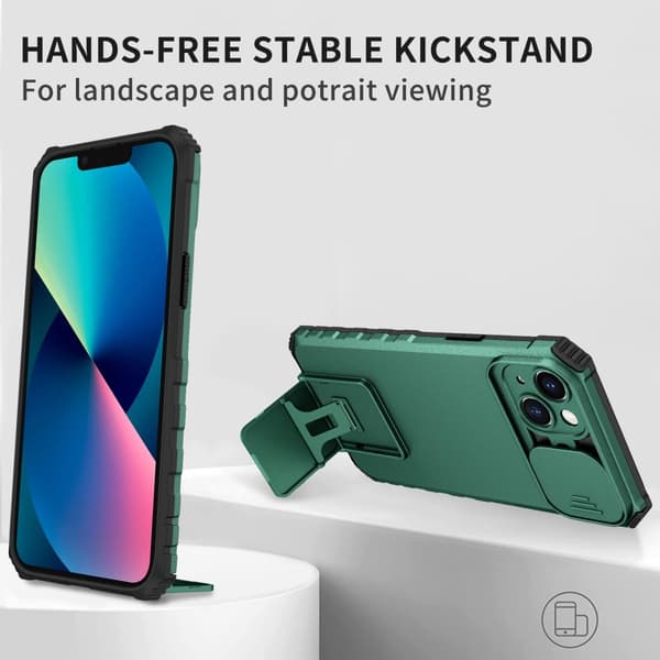 Kickstand-kuori iPhone 14 Plus - Kameransuojaus Vihreä