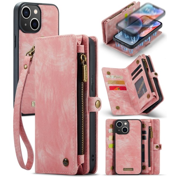 CaseMe Multi-Slot 2 i 1 Lompakkokotelo iPhone 15 Pinkki