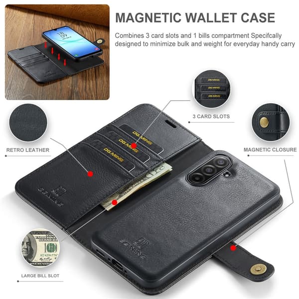 DG.MING 2-in-1 Magnet Wallet Samsung Galaxy A17 Black
