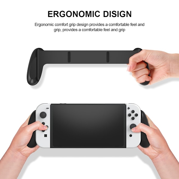 Nintendo Switch OLED Cover Med Ergonomisk Greb & Kortlomme Sort