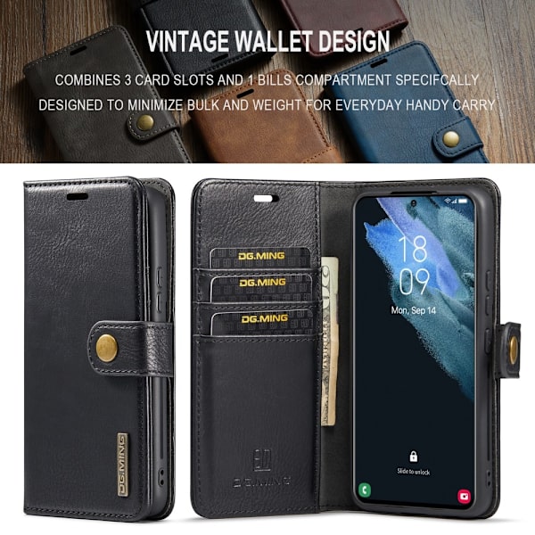 DG.MING 2-in-1 Magnet Wallet Samsung Galaxy S24 Plus Black