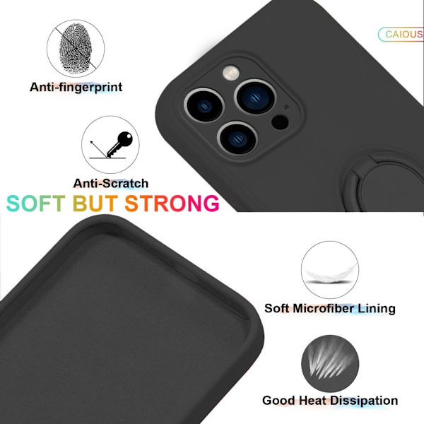iPhone 16 Pro -kuori rengaspidikkeellä, musta