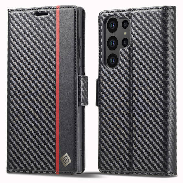 LC.IMEEKE Lompakkokotelo Samsung Galaxy S24 Ultra Hiilikuitutekstuu