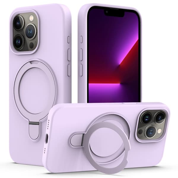 Silikoni Bumper Kickstand MagSafe iPhone 16 Pro Lila