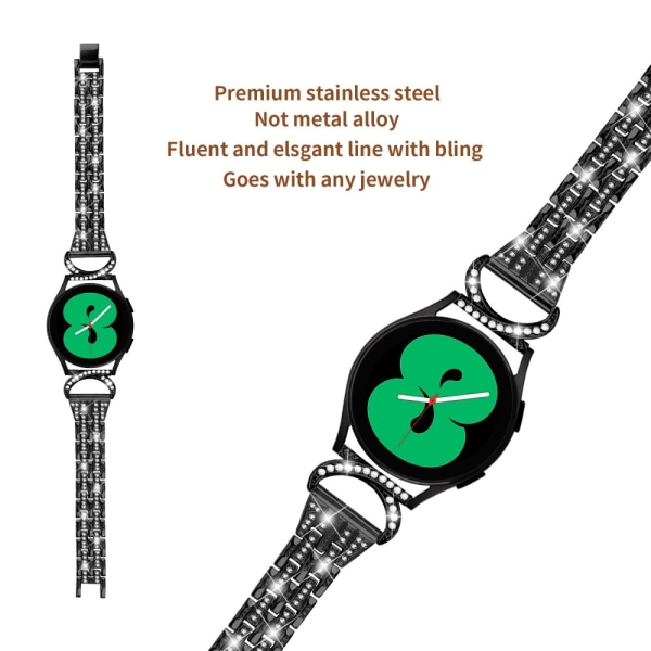 Dual Rhinestone Armband Samsung Galaxy Watch 6 44mm Svart