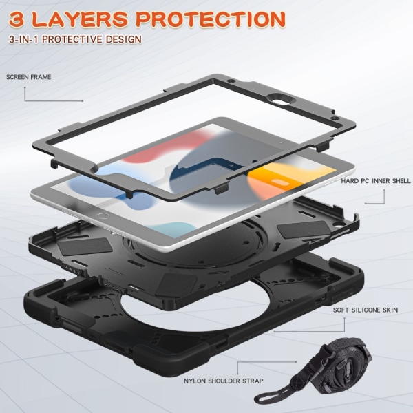 Hybridikuori Kickstand iPad 10.2 7. sukupolvi (2019) Musta