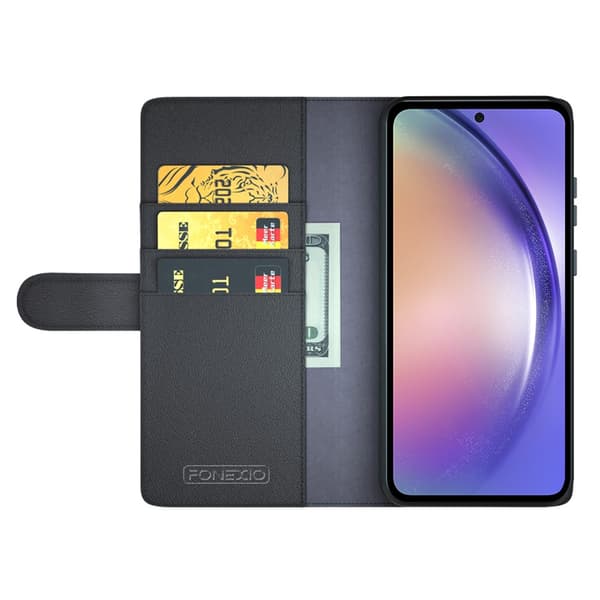 Äkta Läderfodral Samsung Galaxy A55 Svart