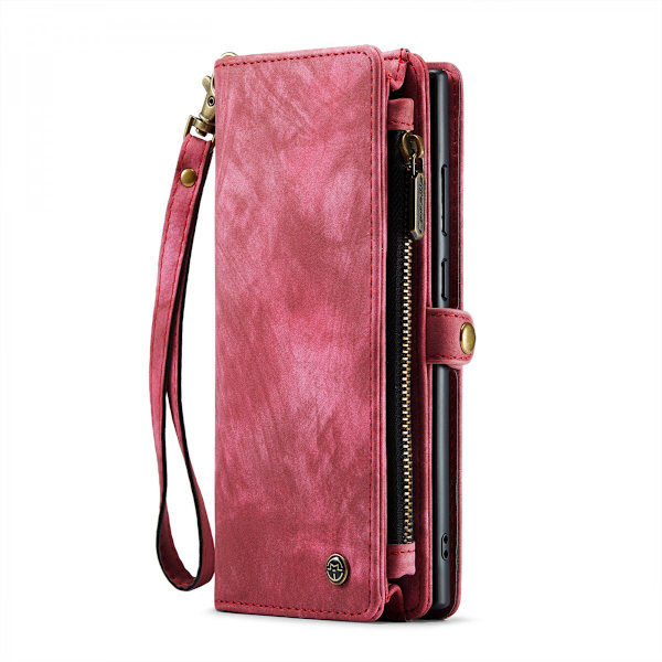 CaseMe Multi-Slot 2 i 1 Plånboksfodral Galaxy S23 Ultra Punainen