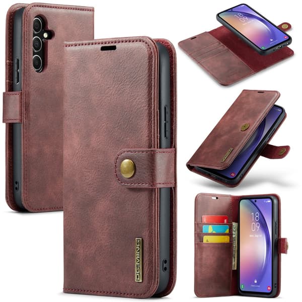 DG.MING 2-i-1 Magnetiskt Plånboksfodral Samsung Galaxy A54 Röd