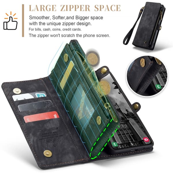 CaseMe Multi-Slot 2 i 1 Pungetui Galaxy S25 Plus Sort