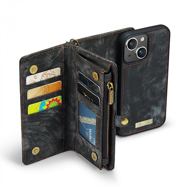 CaseMe Multi-Slot 2 i 1 Plånboksfodral iPhone 13 Harmaa