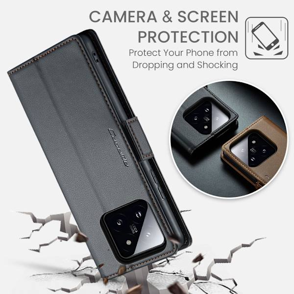 CaseMe Slim Pungetui RFID-beskyttelse Xiaomi 14 Pro Sort