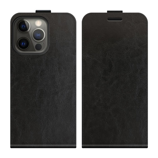 Flip Fodral Läder iPhone 13 Pro Svart
