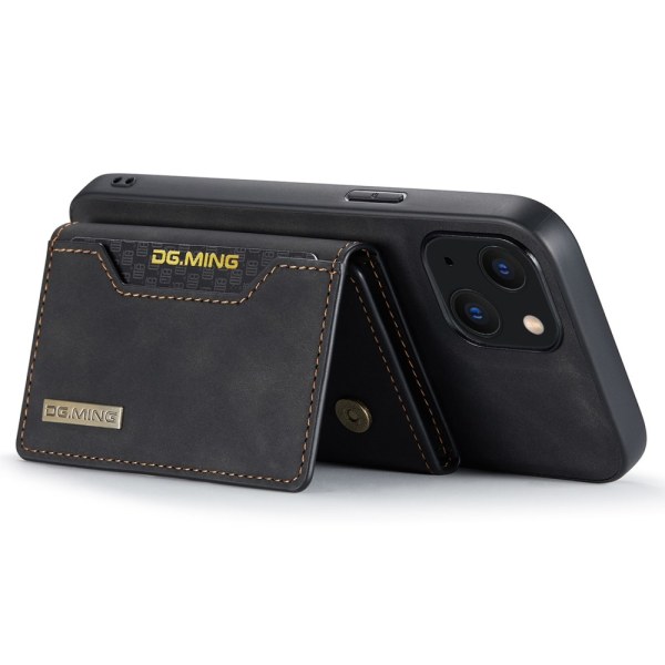 DG.MING 2 i 1 magnetisk kortplatsfodral iPhone 14 Plus Svart