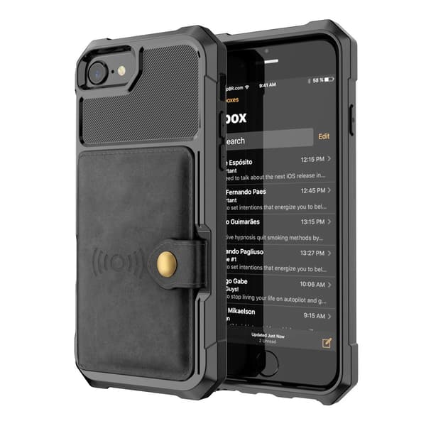 Monikäyttöinen lompakkokotelo iPhone 7/8/SE musta