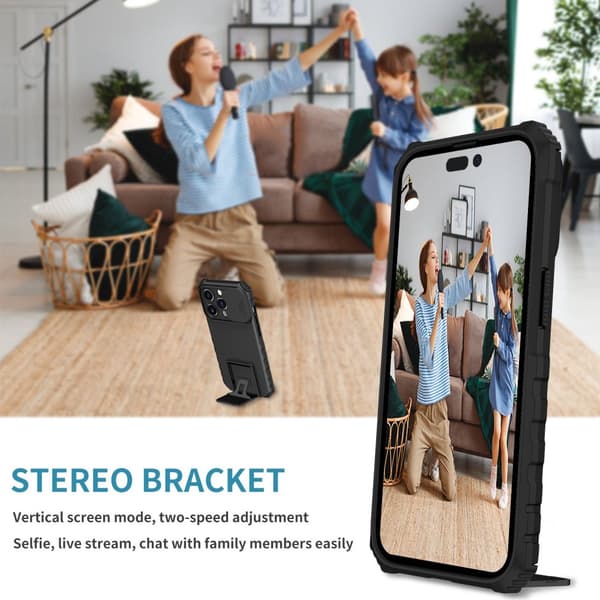 Kickstand Skal iPhone 14 Pro Kameraskydd Svart