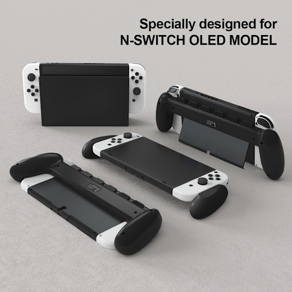 Nintendo Switch OLED Skal Med Ergonomiskt Grepp & Kortfack Svart
