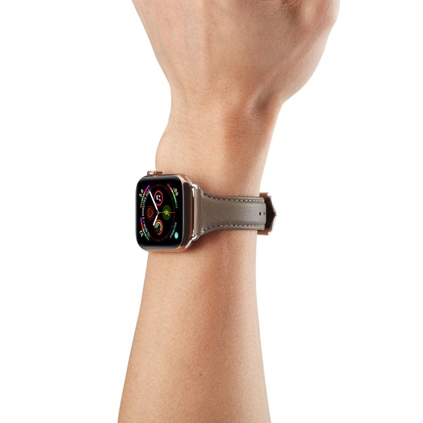 Kapea nahkaranneke Apple Watch 41mm Series 9 - Harmaa