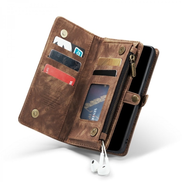 CaseMe Multi-Slot 2 i 1 Wallet Case Galaxy S22 Brun