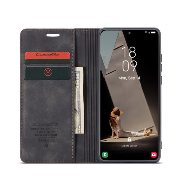 CaseMe ohut lompakkokotelo Samsung Galaxy S21 FE musta