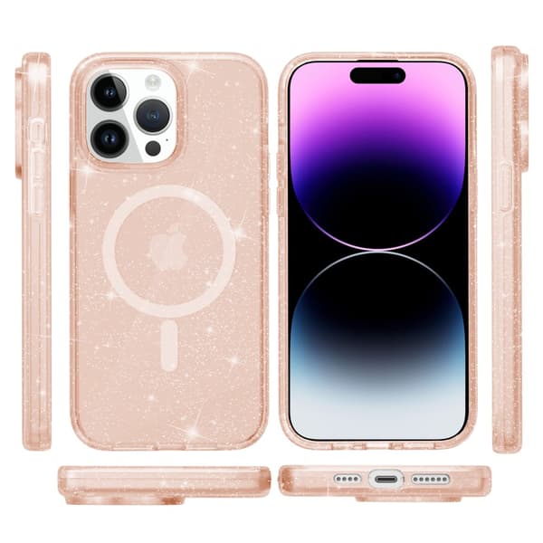 Glitter MagSafe Skal iPhone 15 Transparent Guld