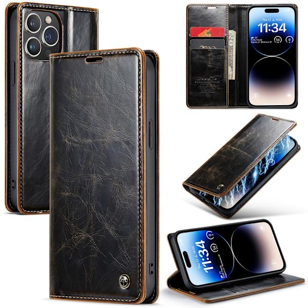 CaseMe Nahkakotelo iPhone 15 Prolle Ruskea