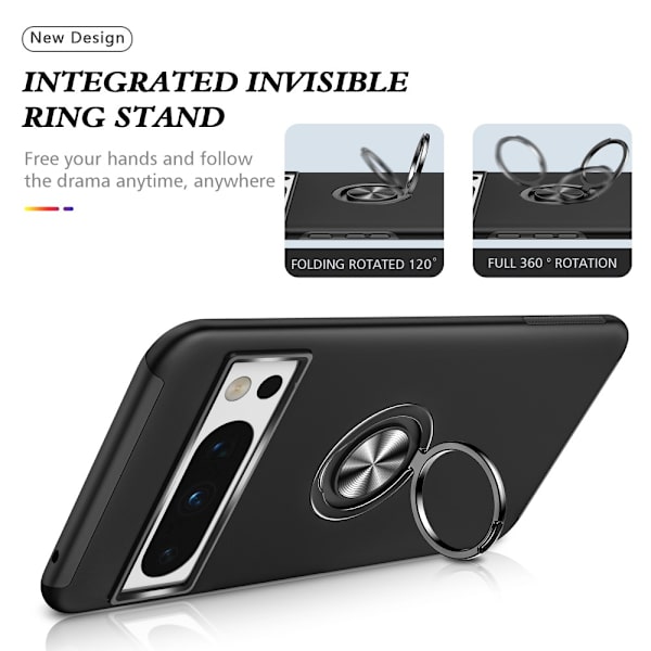 Etui med ringholder til Google Pixel 8 Pro Sort