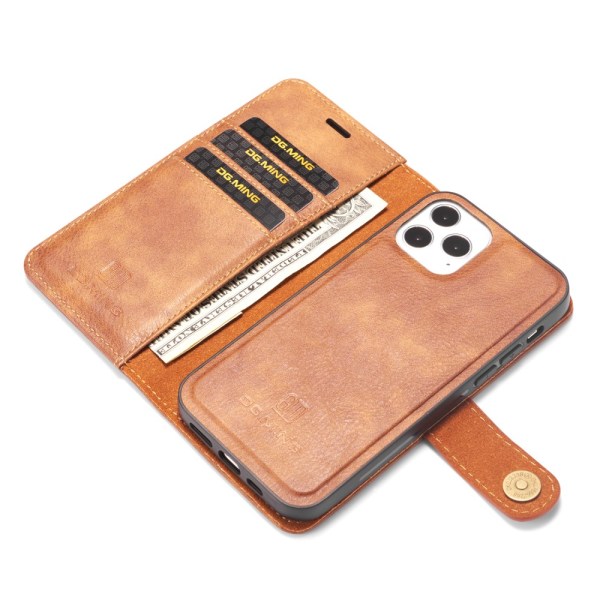 DG.MING 2-in-1 Magnet Plånbok iPhone 13 Mini Cognac