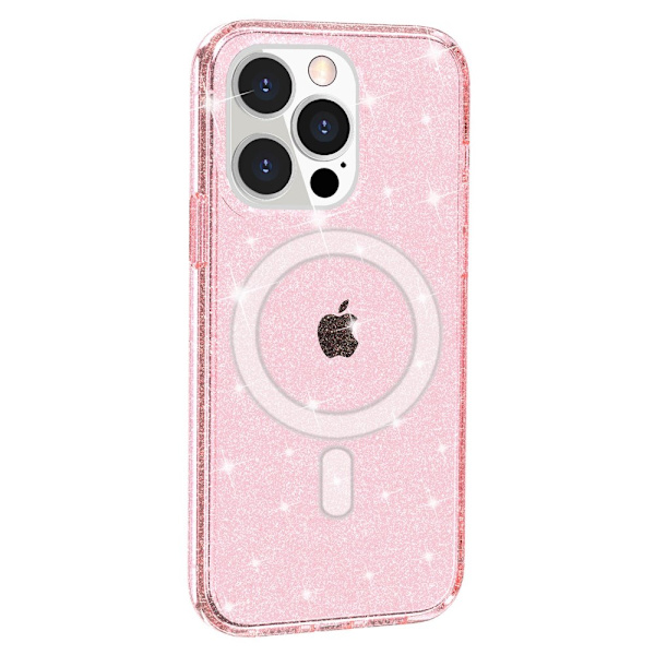 Glitter MagSafe Cover iPhone 14 Pro Transparent Rosa