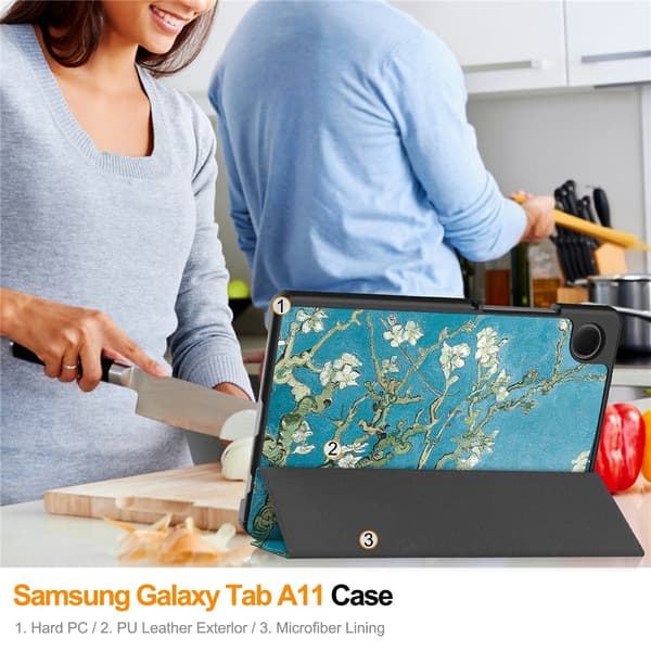 Samsung Galaxy Tab A11 Kotelo Tri-fold Kirsikankukat