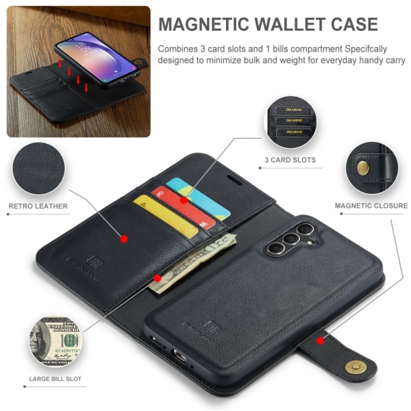 DG.MING 2-i-1 Magnet Pung Samsung Galaxy A54 Sort