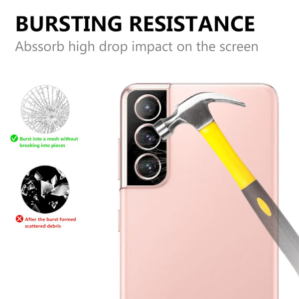 Samsung Galaxy S21:lle tarkoitettu 0,2 mm:n kattava musta linssisuoja