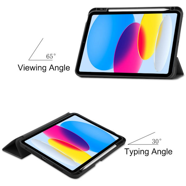 iPad 10.9 10. generation (2022) Etui Tri-Fold med Pencil-holder Sort