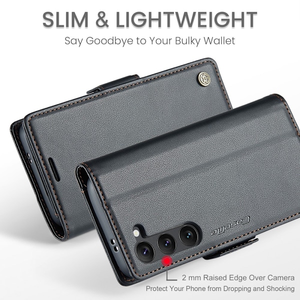 CaseMe Slim Plånboksfodral RFID-skydd Samsung Galaxy S25 Svart