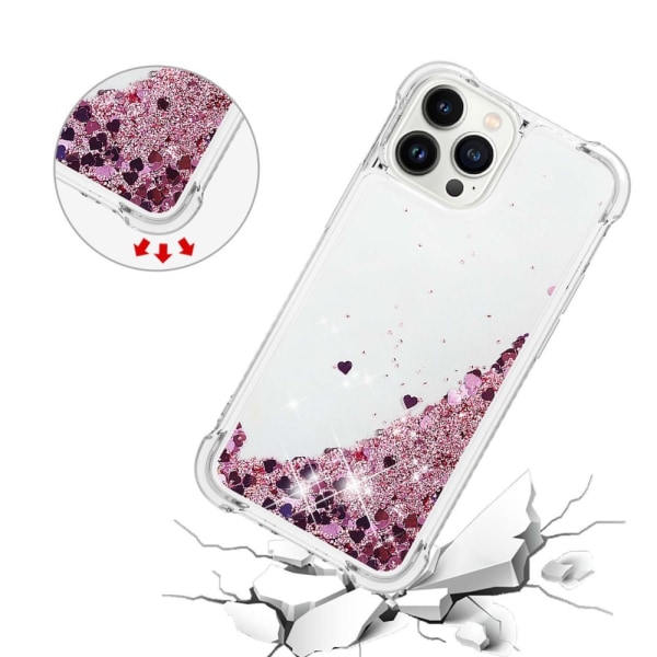 Glitter Bling TPU -kuori iPhone 15 Prolle, ruusukulta